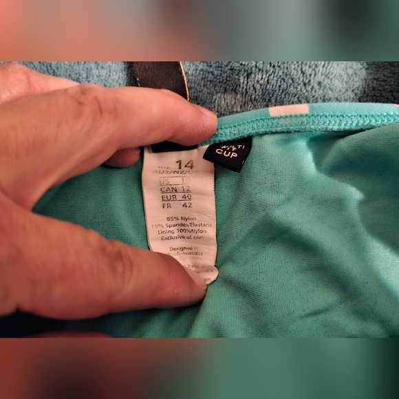 Ladies Turquoise Polkadot Swimsuit - Picture 6 of 6